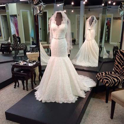 Xw81 Mermaid Lace Bridal Gown, Open Back Wedding..