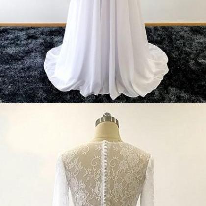 Two Piece Wedding Gown,long Sleeves Lace Wedding..