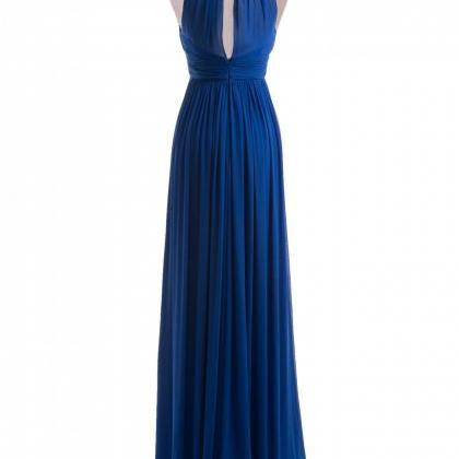 Beautiful  A Line Halter Chiffon Royal Blue Long Prom Dress,Ruffles Evening Dress  cc2410