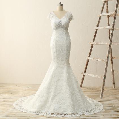 W1021 Lace Mermaid Wedding Dress,empire Waist Lace..