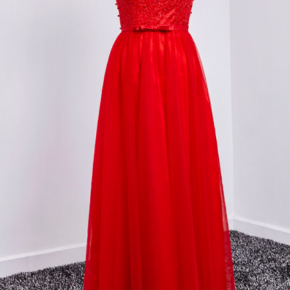 P1049 Cap Sleeve Red Prom Dress,long Elegant Tulle..