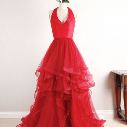 P1144 Red Tulle Sweetheart High Low Pretty Prom..
