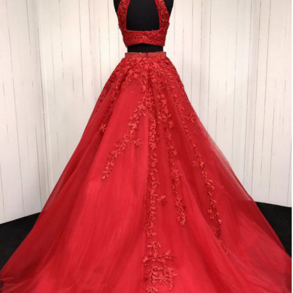 P1154 Sexy Red Two Piece Prom Dresses Evening..