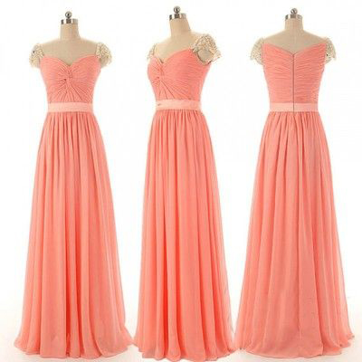 F48 Cap Sleeve Bridesmaid Dresses,chiffon Bridesmaid Dresses,long Bridesmaid Dresses,blush Pink Bridesmaid Dresses
