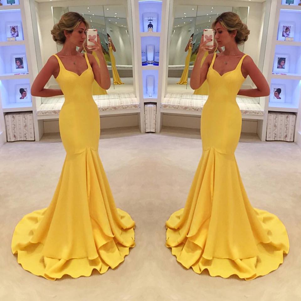 yellow mermaid wedding dress