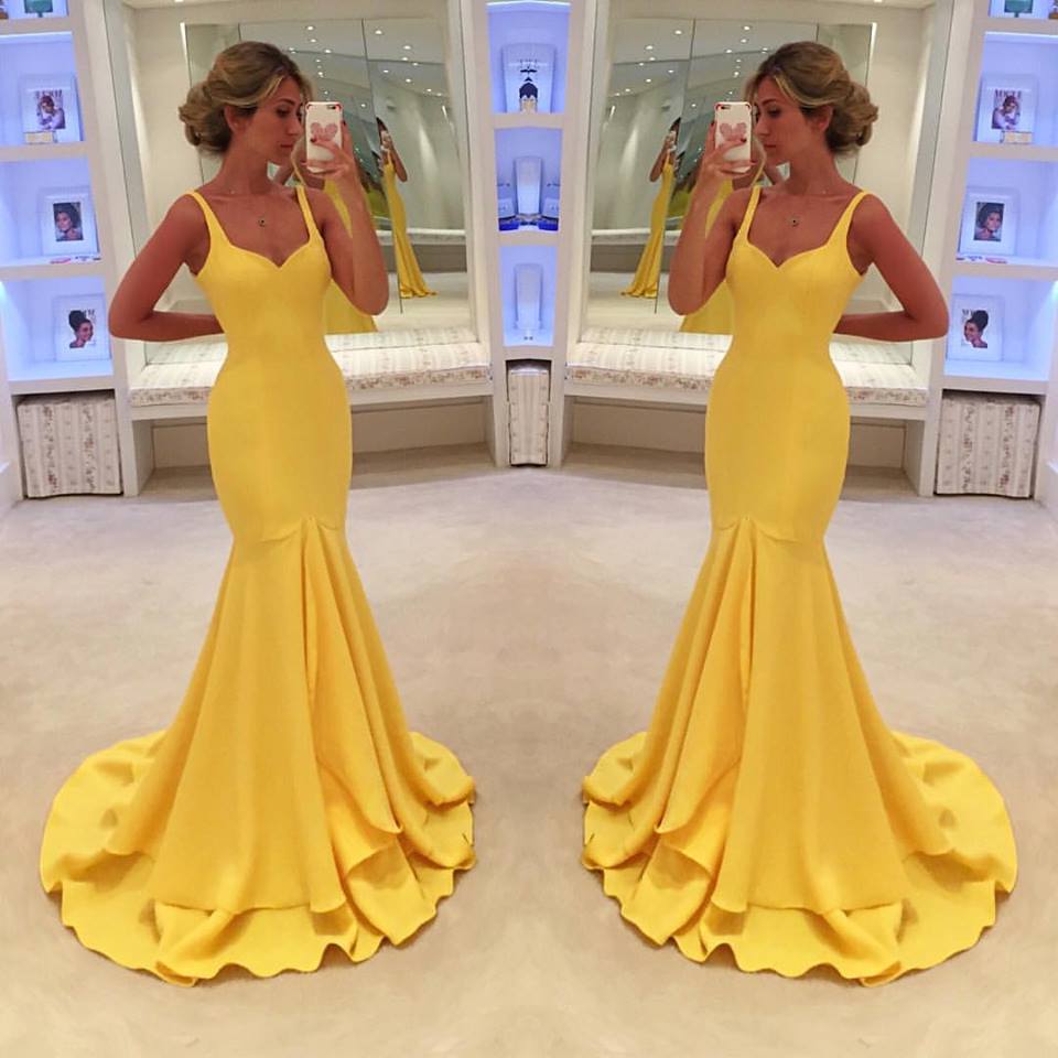 yellow mermaid wedding dress