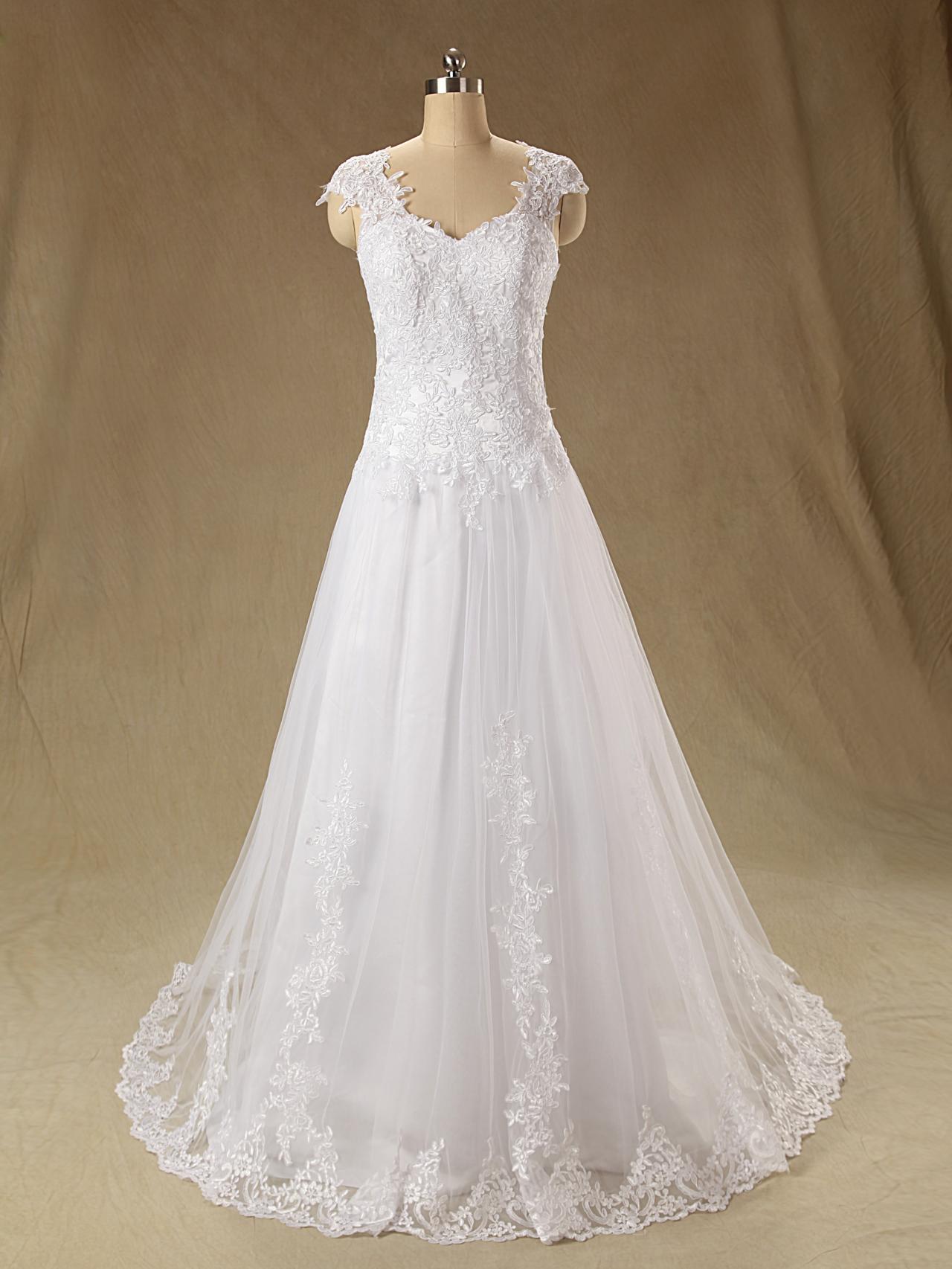 Xw151 Cap Sleeve A Line Long Lace Wedding Dress,long Lace Bridal Dress,long Lace Wedding Dress,a Line Lace Wedding Dress