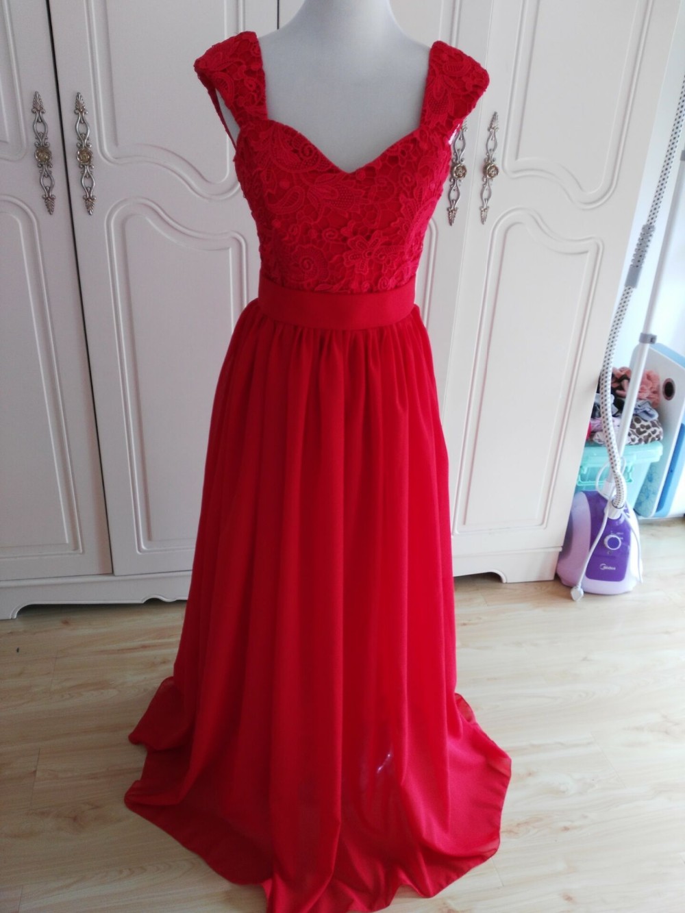 red colour one piece dress