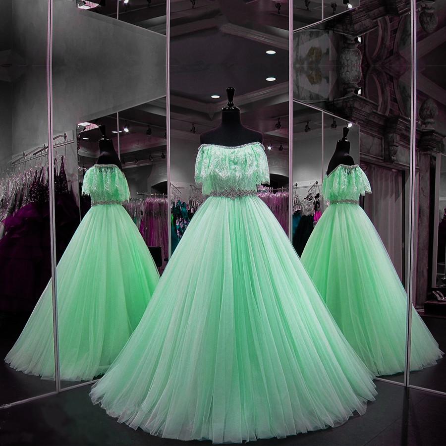 mint green ball gown