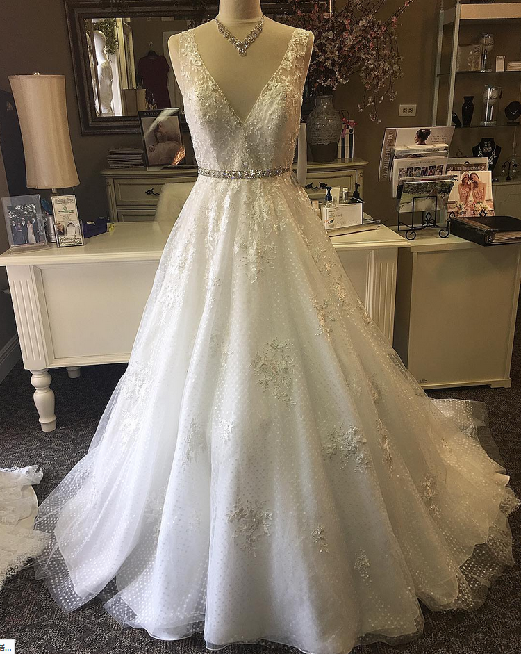 Deep V Neck Long Tulle Wedding Dress ,lace Wedding Dresses,a Line Wedding Gown,bridal Dresses
