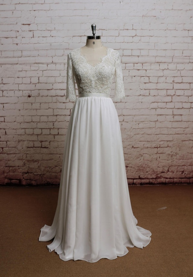 mid sleeve wedding dress