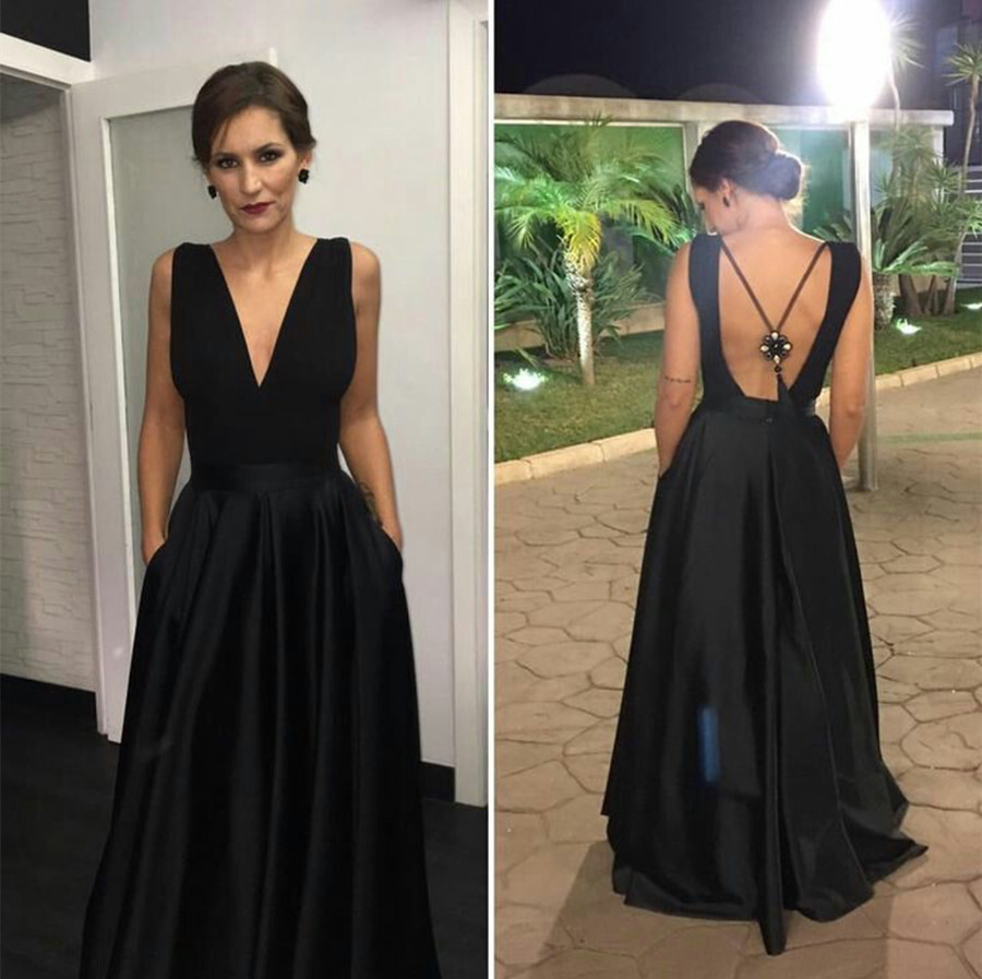 satin black prom dress