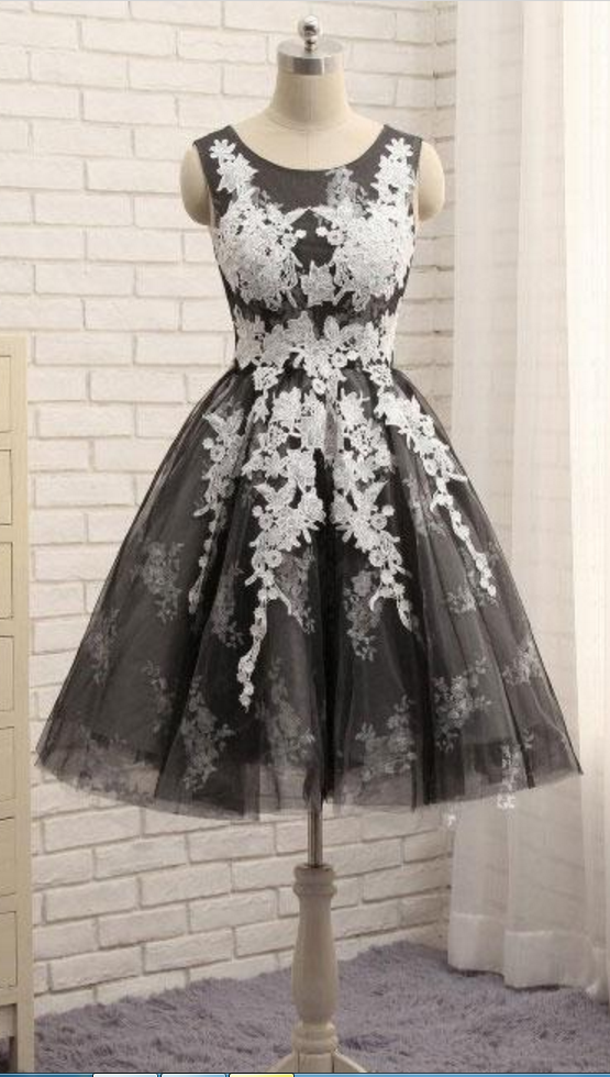 P1047 Brown Tulle Sleeveless Round Neck Homecoming Dress,cocktail Dress,a Line Short Black And White Lace Tulle Homecoming Dress,a Line Short