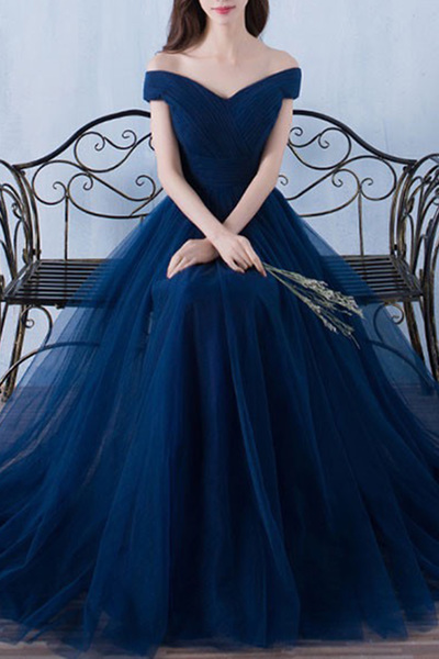 midnight blue dress prom