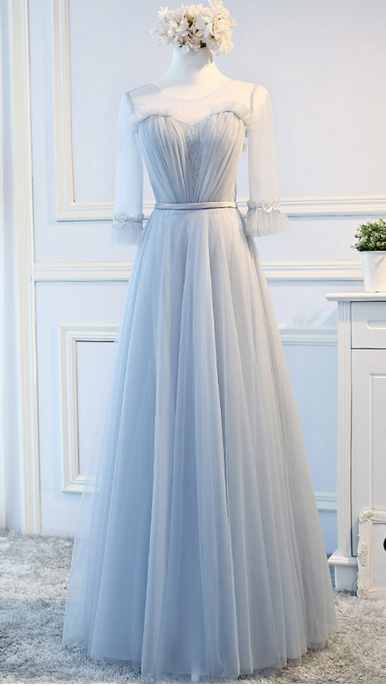 P1139 Prom Dresses, Prom Dress, Evening Dresses, Formal Dresses, Graduation Party Dresses, Banquet Gown,a Line Long Tulle Blue Elegant Half