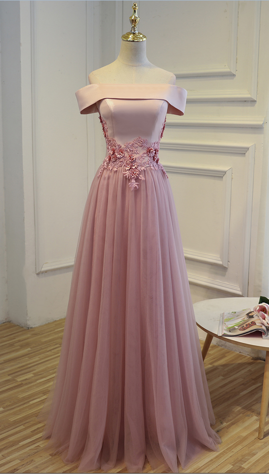 F706 Charming Prom Dress,tulle Prom Dress,appliques Prom Dress,off The Shoulder Prom Dress, Long Party Prom Dress, Women Formal Prom Gown