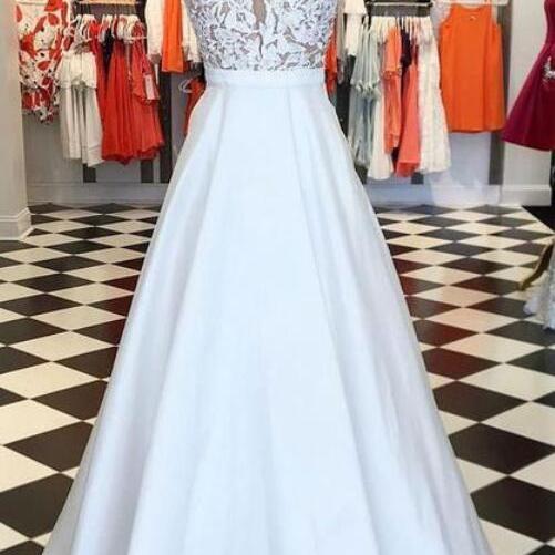 P1290 Sexy V Neck Halter White Long Prom Dresses With Appliques,deep V ...