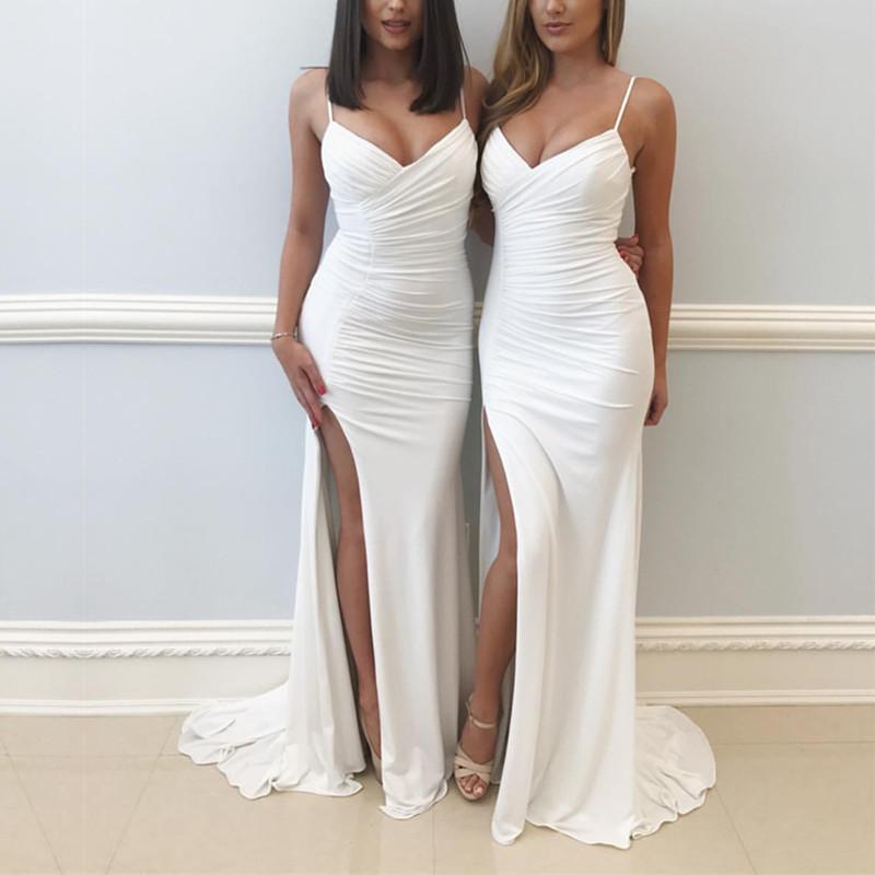 white prom dress with slit