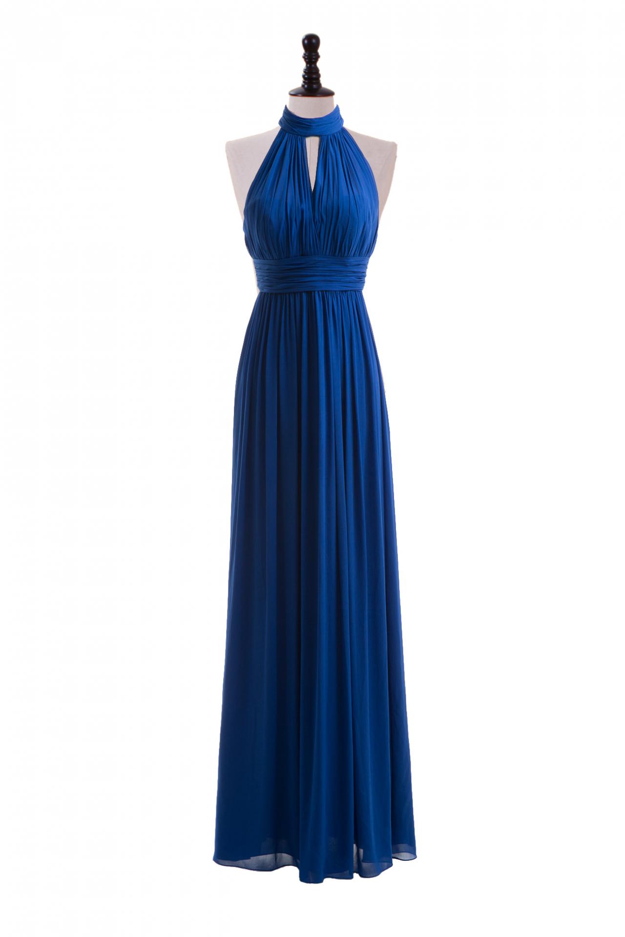 A Line Halter Neckline Royal Blue Bridesmaid Dressroyal Blue Formal Dresshalter Neck Long 0217