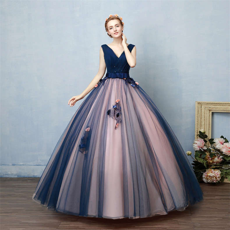 blue and pink prom